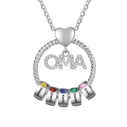 Personalisierte 1-5 Namen Gravur OMA Halskette mit 1-5 Geburtsstein