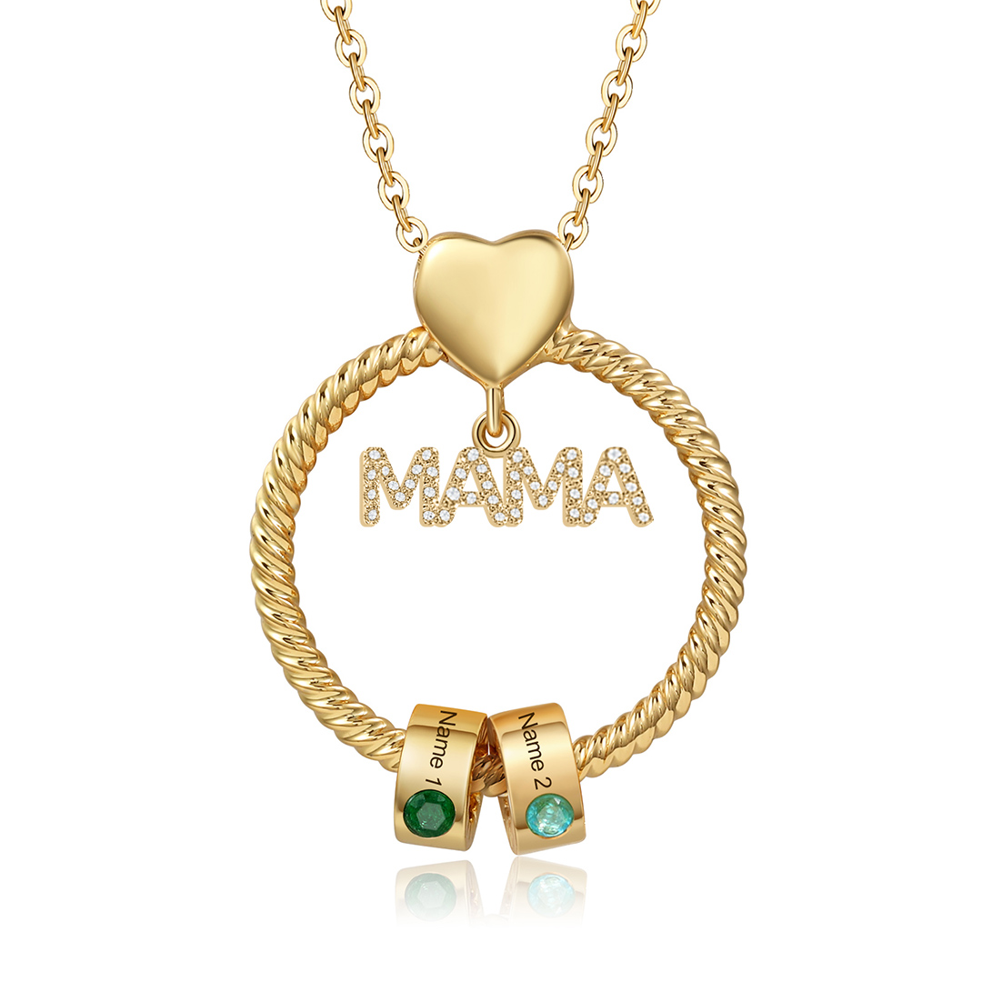 Personalisierte 1-5 Name Gravur MAMA Halskette mit 1-5 Geburtsstein