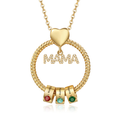 Personalisierte 1-5 Name Gravur MAMA Halskette mit 1-5 Geburtsstein