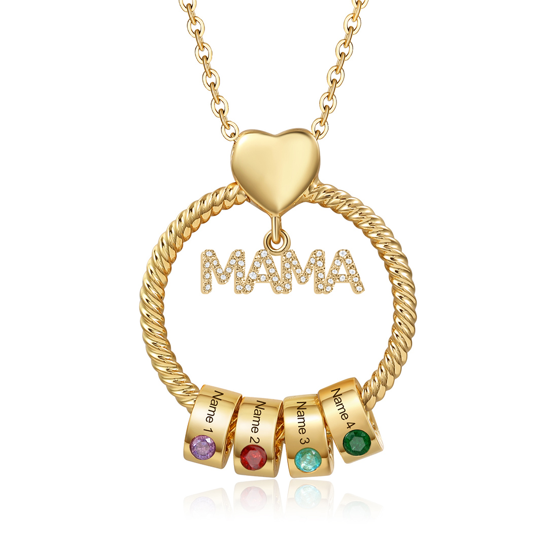 Personalisierte 1-5 Name Gravur MAMA Halskette mit 1-5 Geburtsstein