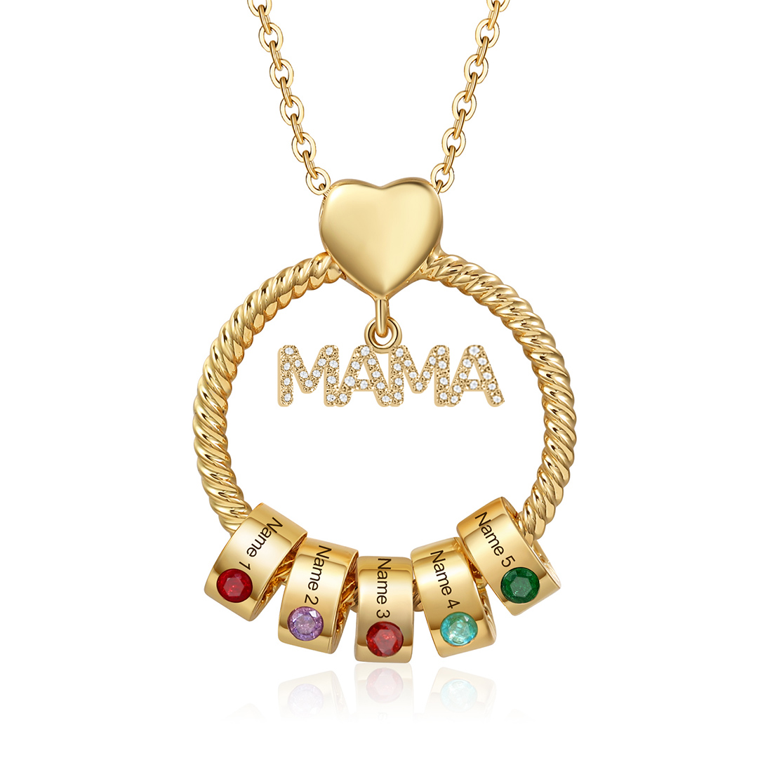 Personalisierte 1-5 Name Gravur MAMA Halskette mit 1-5 Geburtsstein