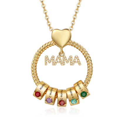 Personalisierte 1-5 Name Gravur MAMA Halskette mit 1-5 Geburtsstein