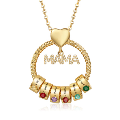 Personalisierte 1-5 Name Gravur MAMA Halskette mit 1-5 Geburtsstein