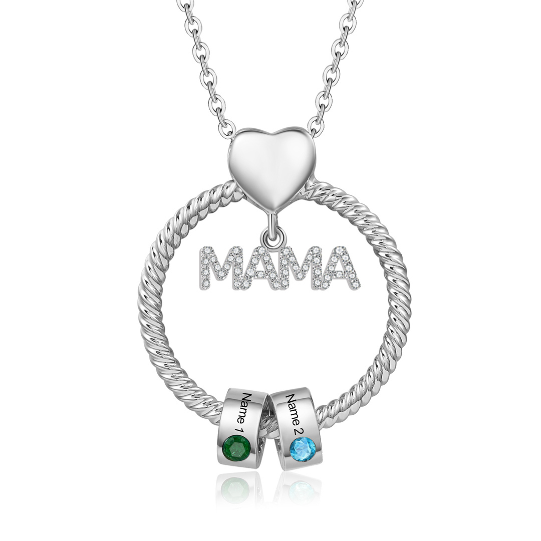 Personalisierte 1-5 Name Gravur MAMA Halskette mit 1-5 Geburtsstein