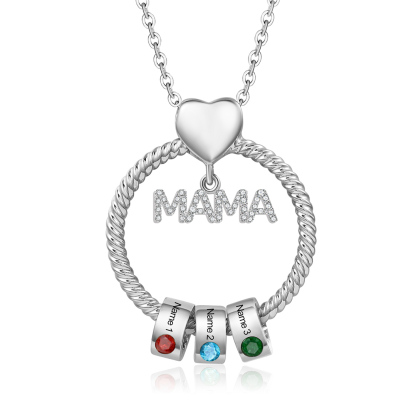 Personalisierte 1-5 Name Gravur MAMA Halskette mit 1-5 Geburtsstein