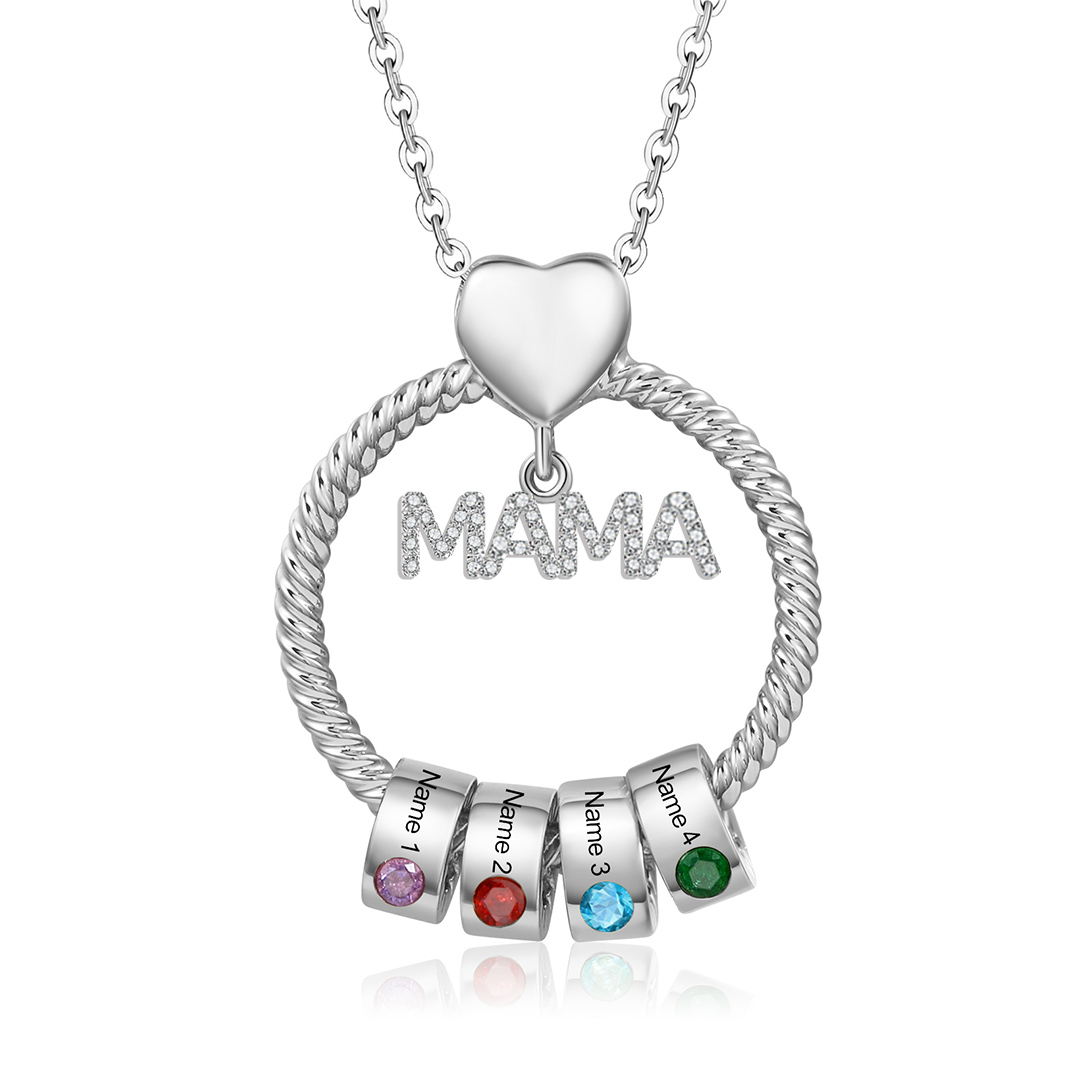 Personalisierte 1-5 Name Gravur MAMA Halskette mit 1-5 Geburtsstein