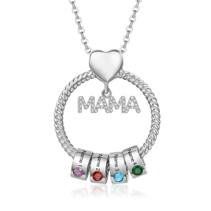 Personalisierte 1-5 Name Gravur MAMA Halskette mit 1-5 Geburtsstein