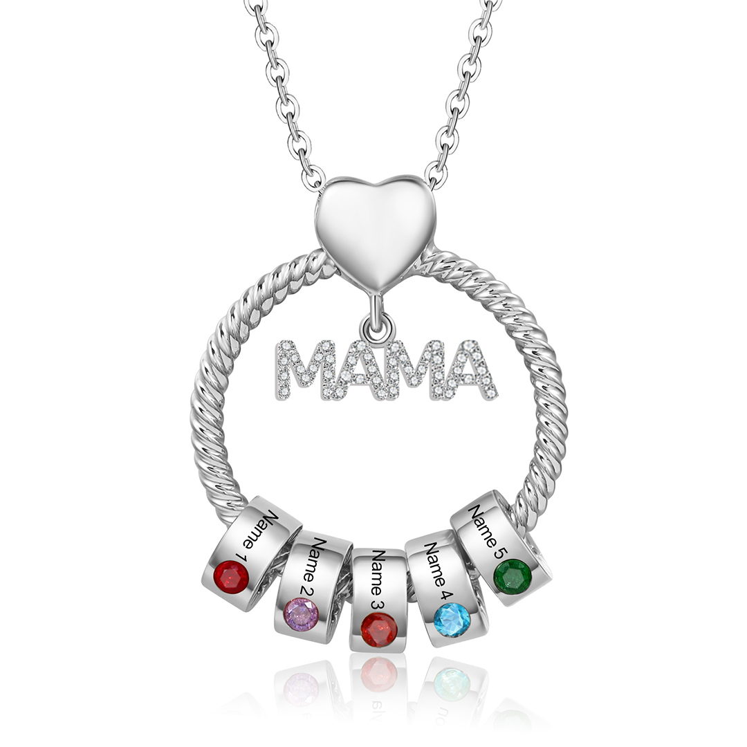 Personalisierte 1-5 Name Gravur MAMA Halskette mit 1-5 Geburtsstein