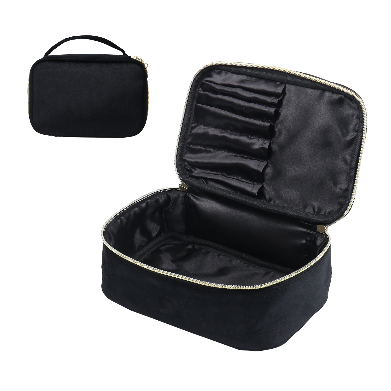 Personalisierter Name & Geburtsblume Flanell-Kosmetiktasche in 8 Farben – Individuelle Schminktasche