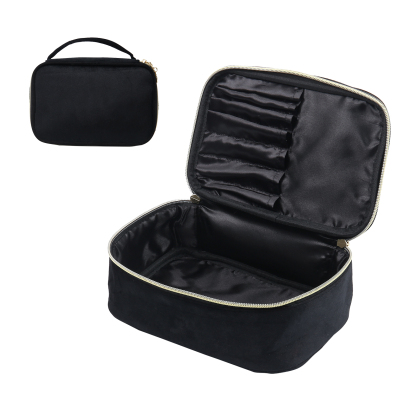 Personalisierter Name & Geburtsblume Flanell-Kosmetiktasche in 8 Farben – Individuelle Schminktasche