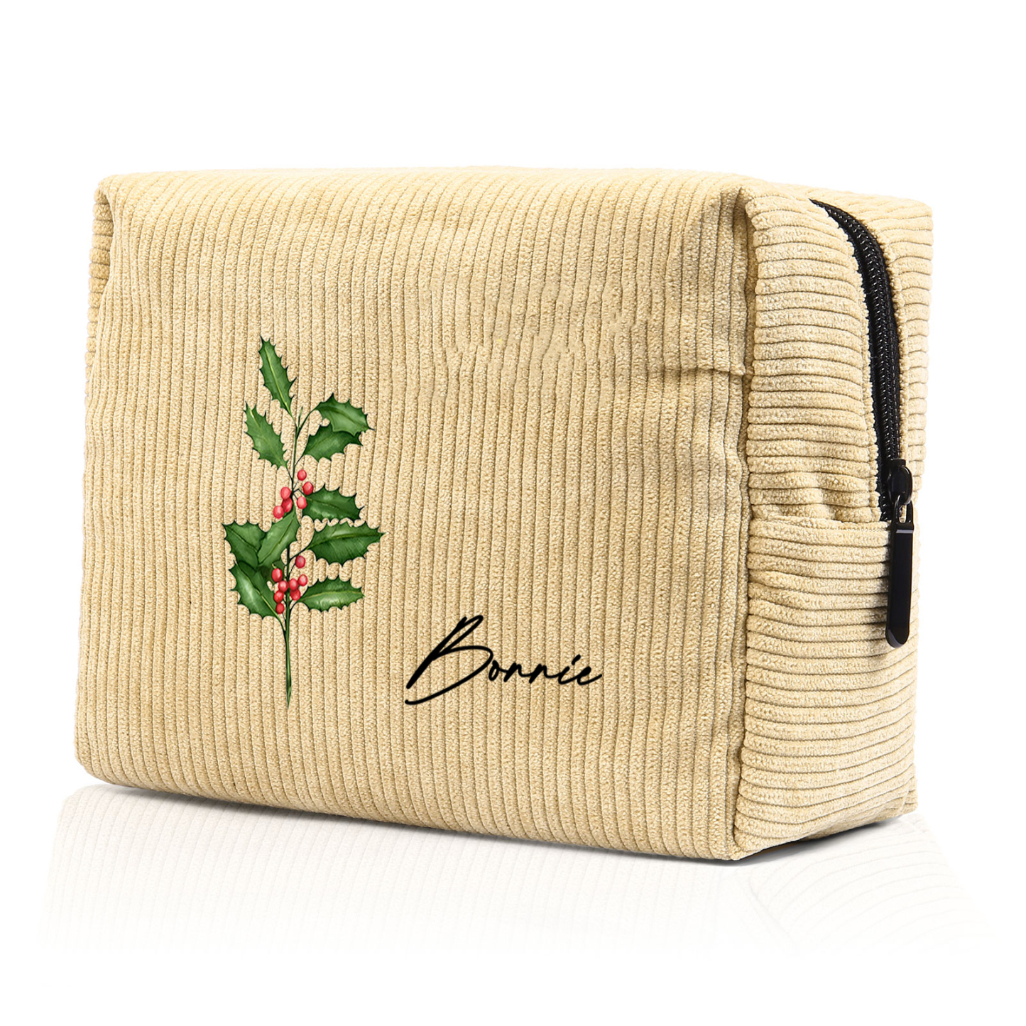 Personalisierter 1 Name & Geburtsblume Kord Schminktasche