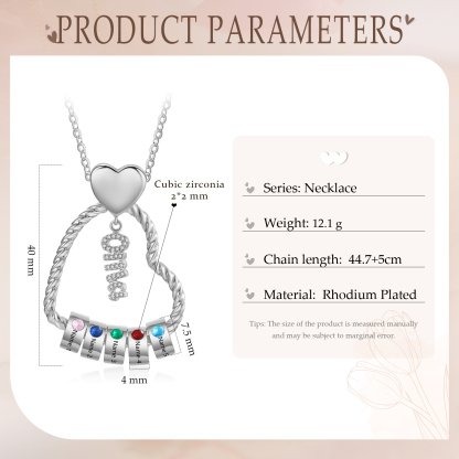 Personalisierte 5 Namen Herz Halskette mit 5 Geburtssteinen - Du machst meine Well bunter. Oma Schön, dass es Dich gibt - Geschenk mit Nachrichtenkarte