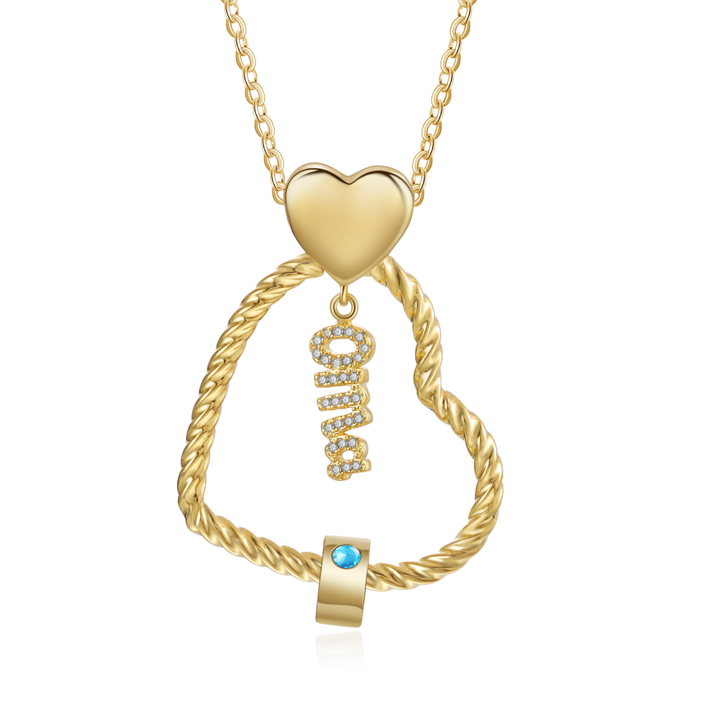 Personalisierte 1 Name Herz Halskette mit 1 Geburtsstein - Du machst meine Well bunter. Oma Schön, dass es Dich gibt - Geschenk mit Nachrichtenkarte