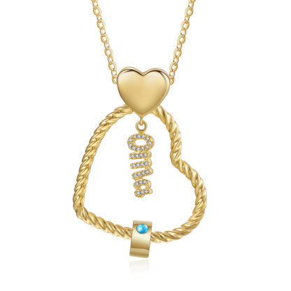 Personalisierte 1 Name Herz Halskette mit 1 Geburtsstein - Du machst meine Well bunter. Oma Schön, dass es Dich gibt - Geschenk mit Nachrichtenkarte