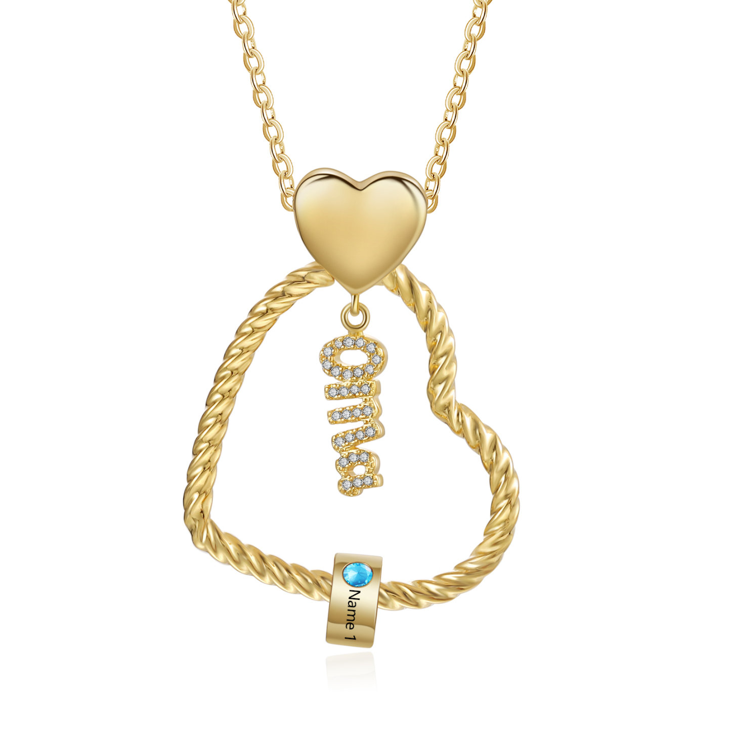 Personalisierte 1 Name Herz Halskette mit 1 Geburtsstein - Du machst meine Well bunter. Oma Schön, dass es Dich gibt - Geschenk mit Nachrichtenkarte