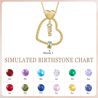 Personalisierte 1 Name Herz Halskette mit 1 Geburtsstein - Du machst meine Well bunter. Oma Schön, dass es Dich gibt - Geschenk mit Nachrichtenkarte