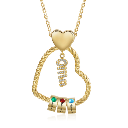 Personalisierte 3 Namen Herz Halskette mit 3 Geburtssteinen - Du machst meine Well bunter. Oma Schön, dass es Dich gibt - Geschenk mit Nachrichtenkarte