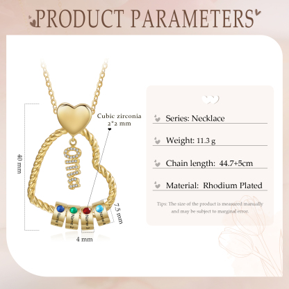 Personalisierte 4 Namen Herz Halskette mit 4 Geburtssteinen - Du machst meine Well bunter. Oma Schön, dass es Dich gibt - Geschenk mit Nachrichtenkarte