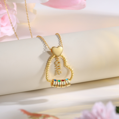 Personalisierte 4 Namen Herz Halskette mit 4 Geburtssteinen - Du machst meine Well bunter. Oma Schön, dass es Dich gibt - Geschenk mit Nachrichtenkarte