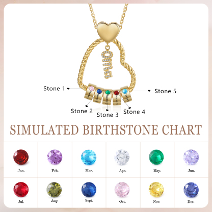 Personalisierte 5 Namen Herz Halskette mit 5 Geburtssteinen - Du machst meine Well bunter. Oma Schön, dass es Dich gibt - Geschenk mit Nachrichtenkarte