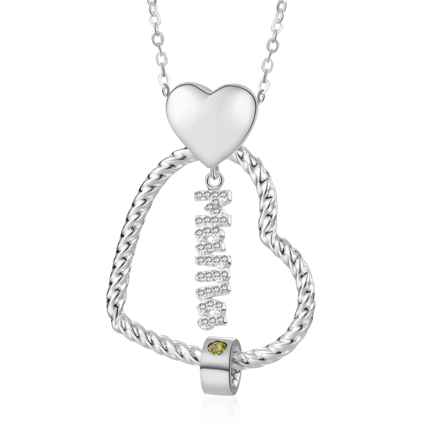 Personalisierte 1 Name Herz Halskette mit 1 Geburtsstein & Weihnachts-Geschenkkarte & GeschenkBox für Mama Mutter Geschenkkarte Set