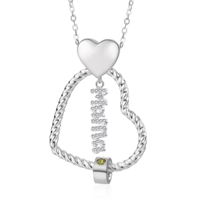 Personalisierte 1 Name Herz Halskette mit 1 Geburtsstein & Weihnachts-Geschenkkarte & GeschenkBox für Mama Mutter Geschenkkarte Set
