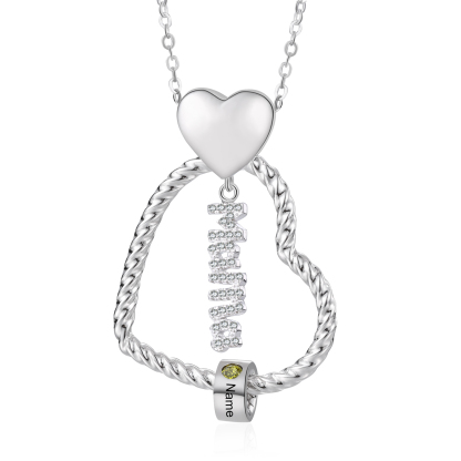 Personalisierte 1 Name Herz Halskette mit 1 Geburtsstein & Weihnachts-Geschenkkarte & GeschenkBox für Mama Mutter Geschenkkarte Set