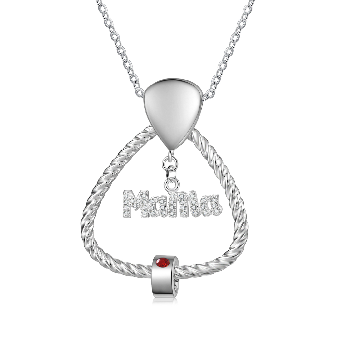 Personalisierte 1 Name & Geburtsstein Halskette & Weihnachts-Geschenkkarte & Geschenkbox Geschenkkarte Set für Mama Mutter