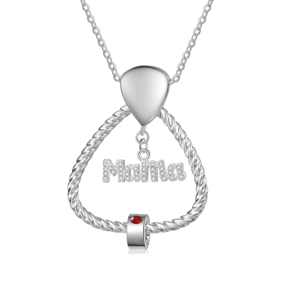 Personalisierte 1 Name & Geburtsstein Halskette & Weihnachts-Geschenkkarte & Geschenkbox Geschenkkarte Set für Mama Mutter