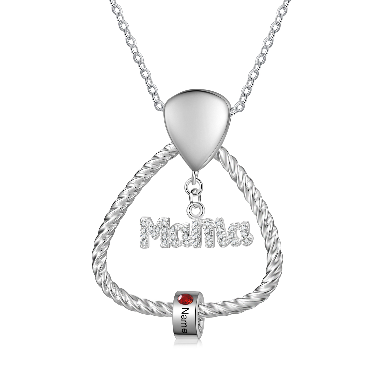 Personalisierte 1 Name & Geburtsstein Halskette & Weihnachts-Geschenkkarte & Geschenkbox Geschenkkarte Set für Mama Mutter