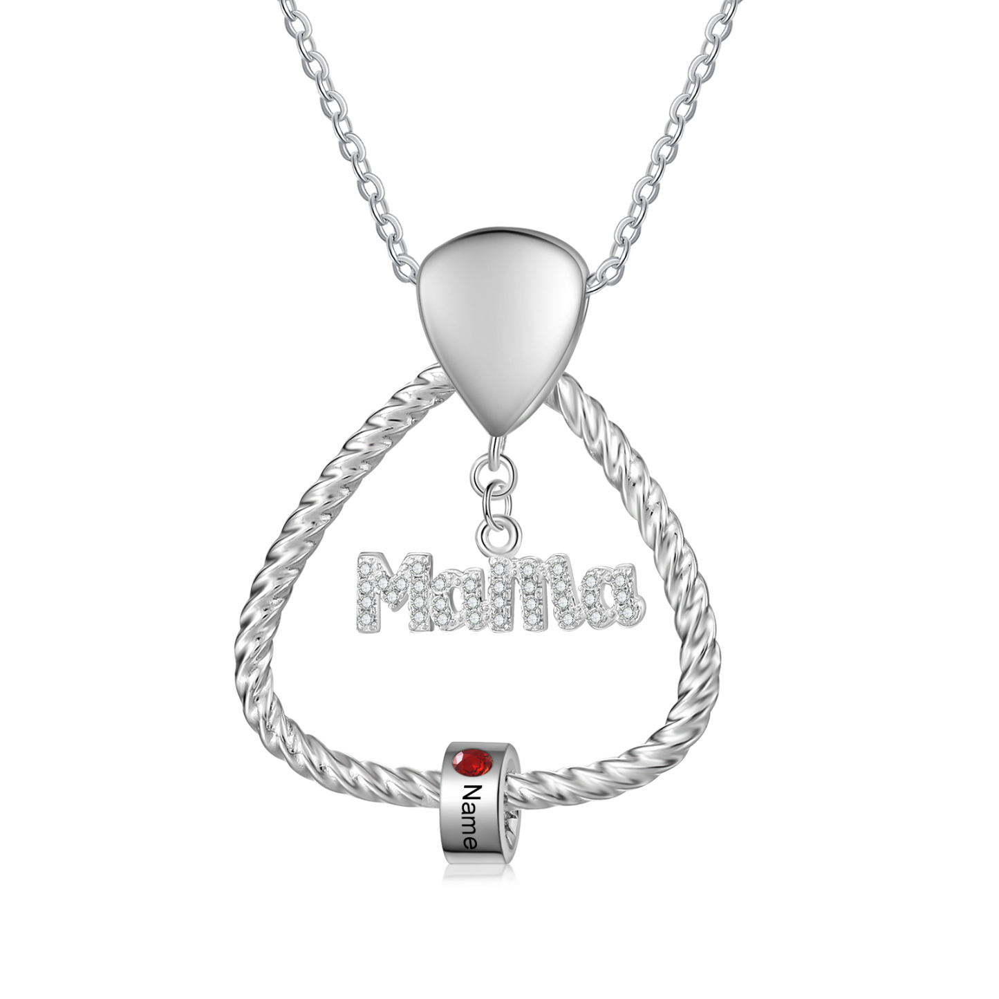 Personalisierte 1 Name & Geburtsstein Halskette & Weihnachts-Geschenkkarte & Geschenkbox Geschenkkarte Set für Mama Mutter