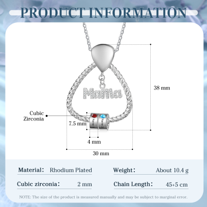 Personalisierte 2 Namen & 2 Geburtssteinen Halskette & Weihnachts-Geschenkkarte & Geschenkbox Geschenkkarte Set für Mama Mutter