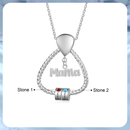 Personalisierte 2 Namen & 2 Geburtssteinen Halskette & Weihnachts-Geschenkkarte & Geschenkbox Geschenkkarte Set für Mama Mutter