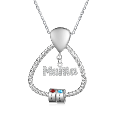 Personalisierte 2 Namen & 2 Geburtssteinen Halskette & Weihnachts-Geschenkkarte & Geschenkbox Geschenkkarte Set für Mama Mutter