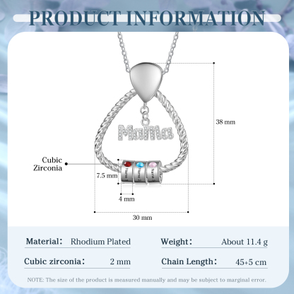 Personalisierte 3 Namen & 3 Geburtssteinen Halskette & Weihnachts-Geschenkkarte & Geschenkbox Geschenkkarte Set für Mama Mutter