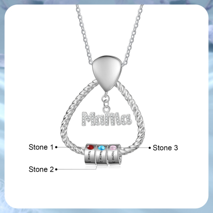 Personalisierte 3 Namen & 3 Geburtssteinen Halskette & Weihnachts-Geschenkkarte & Geschenkbox Geschenkkarte Set für Mama Mutter