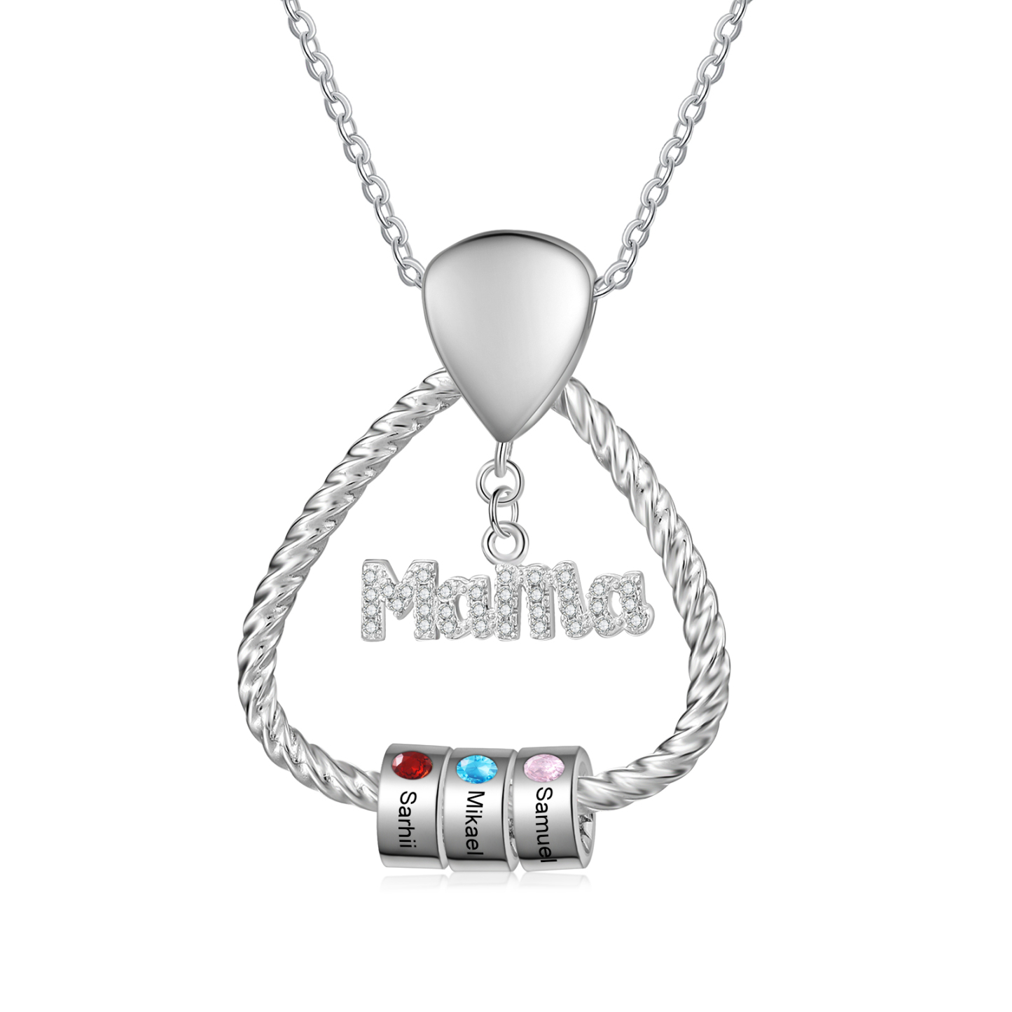 Personalisierte 3 Namen & 3 Geburtssteinen Halskette & Weihnachts-Gesc