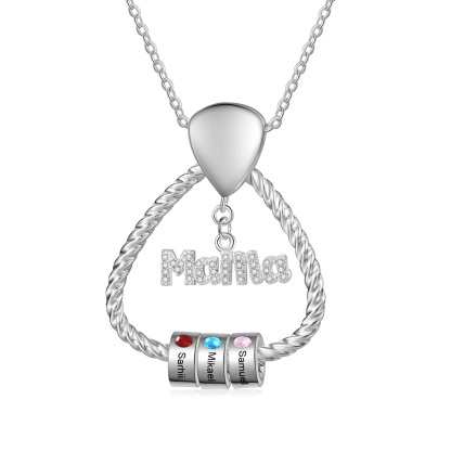 Personalisierte 3 Namen & 3 Geburtssteinen Halskette & Weihnachts-Gesc