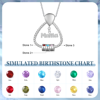 Personalisierte 3 Namen & 3 Geburtssteinen Halskette & Weihnachts-Geschenkkarte & Geschenkbox Geschenkkarte Set für Mama Mutter