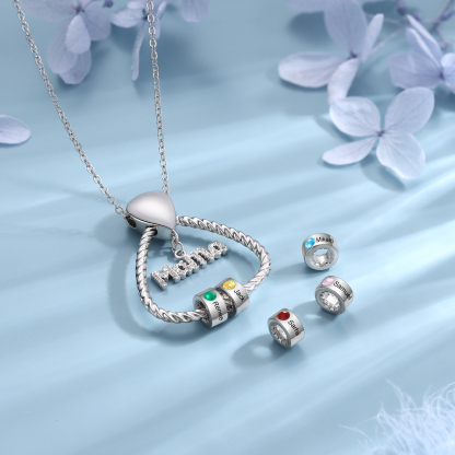 Personalisierte 4 Namen & 4 Geburtssteinen Halskette & Weihnachts-Geschenkkarte & Geschenkbox Geschenkkarte Set für Mama Mutter