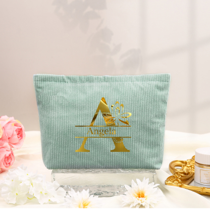 Personalisierter 1 Name & Buchstabe Kord Schminktasche in 4 Farben