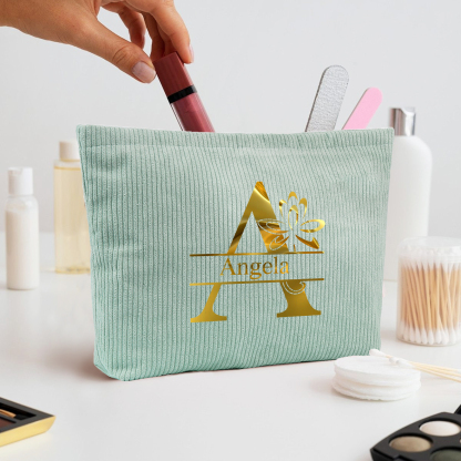 Personalisierter 1 Name & Buchstabe Kord Schminktasche in 4 Farben