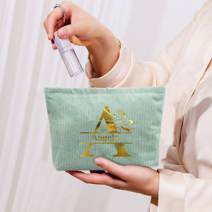 Personalisierter 1 Name & Buchstabe Kord Schminktasche in 4 Farben