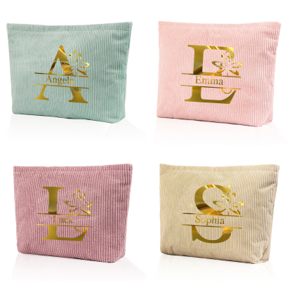 Personalisierter 1 Name & Buchstabe Kord Schminktasche in 4 Farben