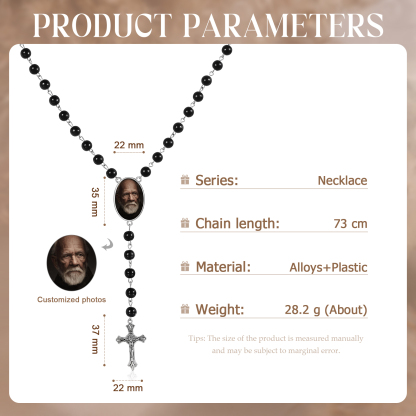 Personalisiertes Foto Perlen Halskette mit Kreuz in 4 Farben erhältlich