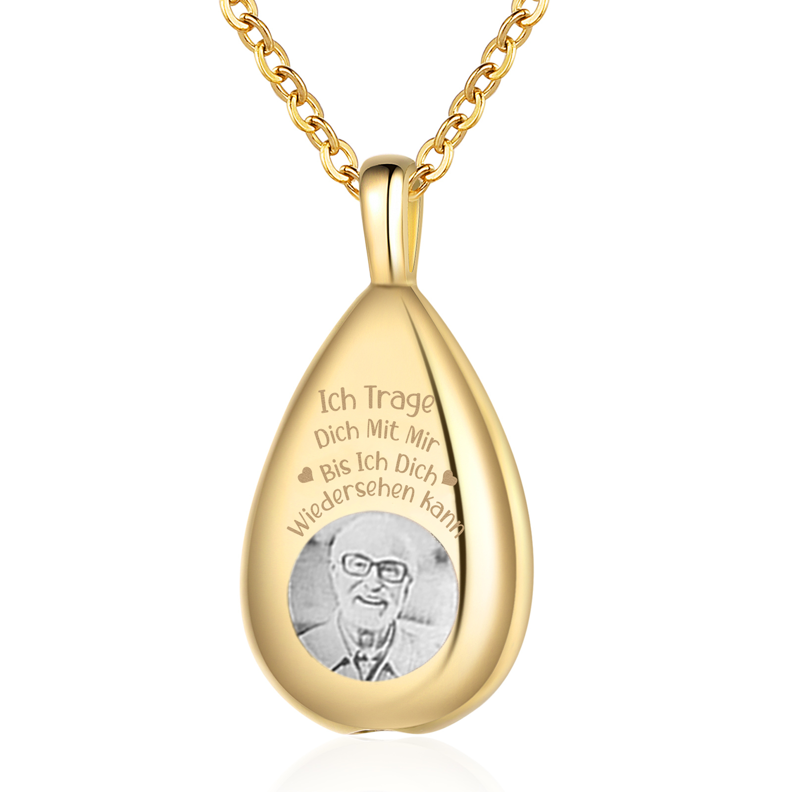 Personalisiertes 1 Foto Edelstahl Gedenk-Halskette –Ich trage dich mit mir, bis ich dich wiedersehen kann – Ewige Erinnerung 