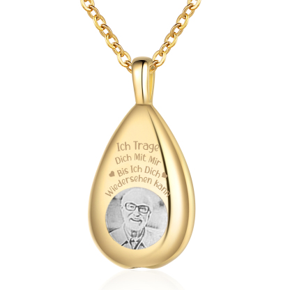 Personalisiertes 1 Foto Edelstahl Gedenk-Halskette –Ich trage dich mit mir, bis ich dich wiedersehen kann – Ewige Erinnerung 