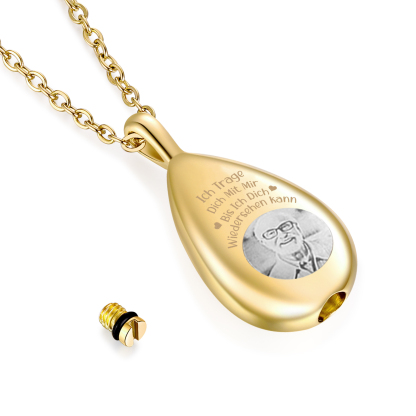 Personalisiertes 1 Foto Edelstahl Gedenk-Halskette –Ich trage dich mit mir, bis ich dich wiedersehen kann – Ewige Erinnerung 