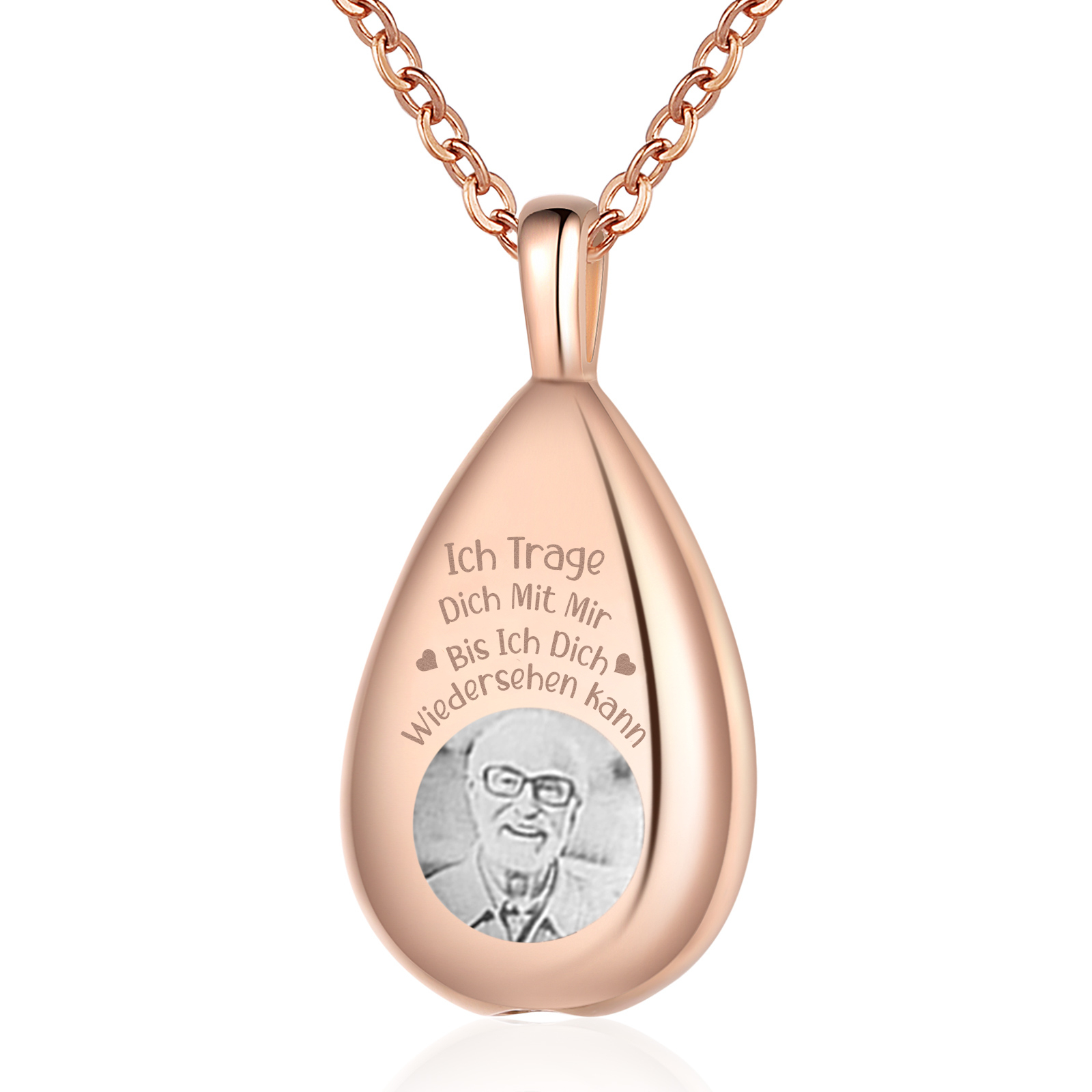 Personalisiertes 1 Foto Edelstahl Gedenk-Halskette –Ich trage dich mit mir, bis ich dich wiedersehen kann – Ewige Erinnerung 