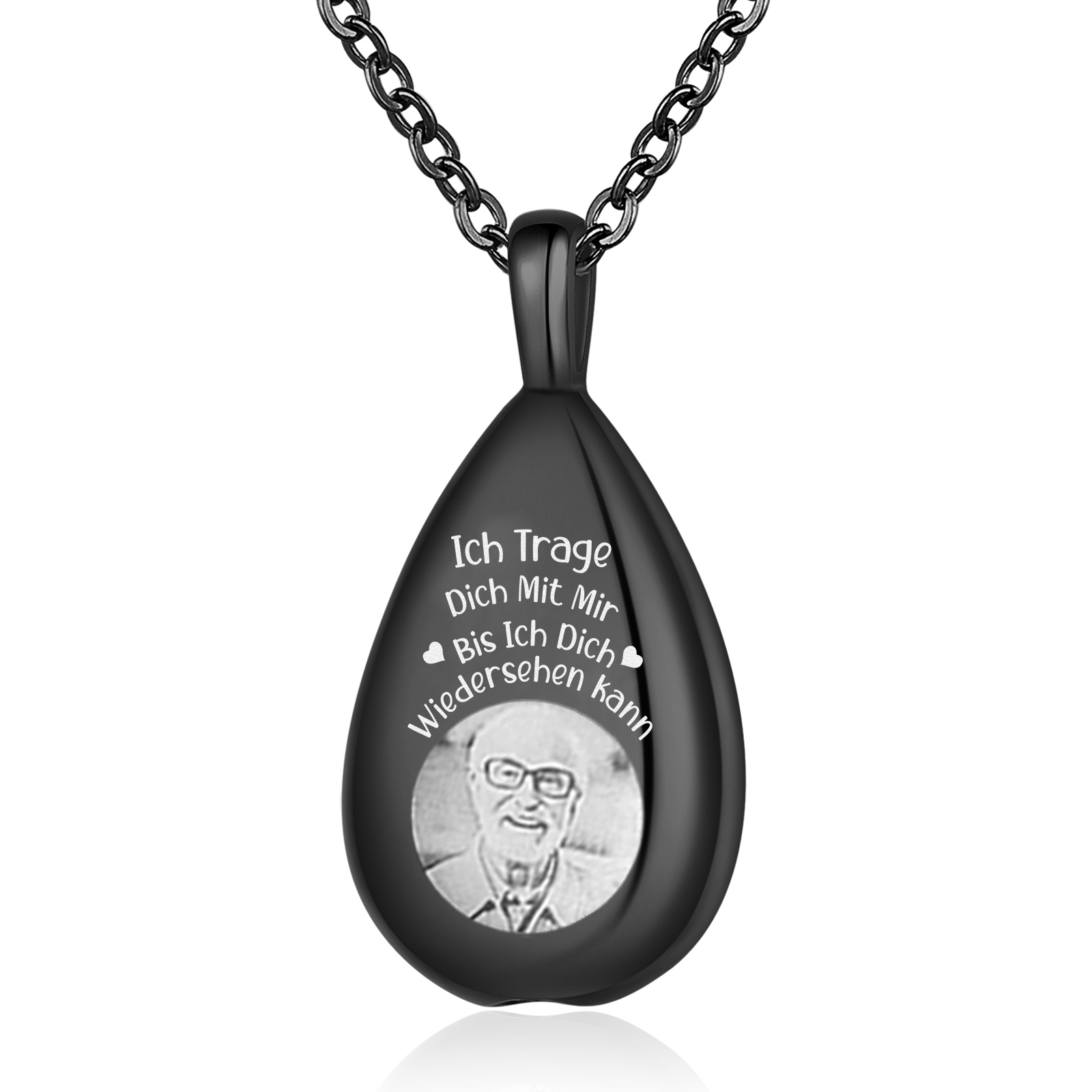 Personalisiertes 1 Foto Edelstahl Gedenk-Halskette –Ich trage dich mit mir, bis ich dich wiedersehen kann – Ewige Erinnerung 